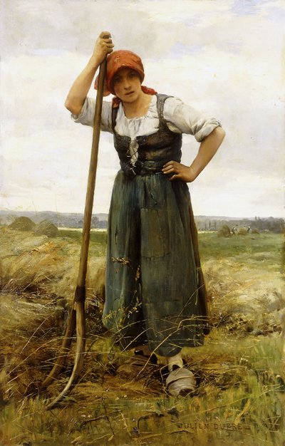 Paysanne appuyée sur une fourche - Julien Dupre