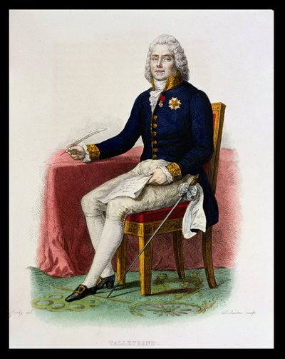 Portrait de Charles Maurice de Talleyrand-Périgord (1754-1838) à son bureau, illustration de 