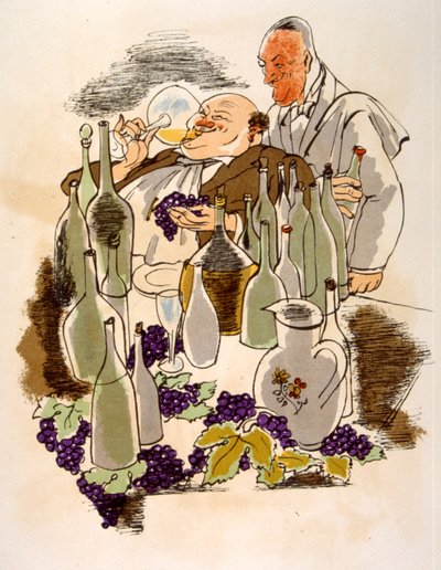 Illustration humoristique sur le vin 1946 - Julien Pavil