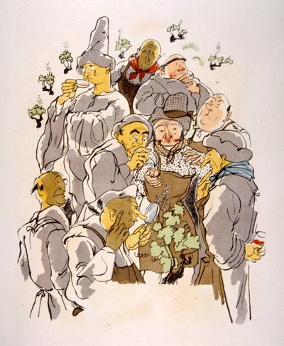 Illustration humoristique sur le vin 1946 - Julien Pavil