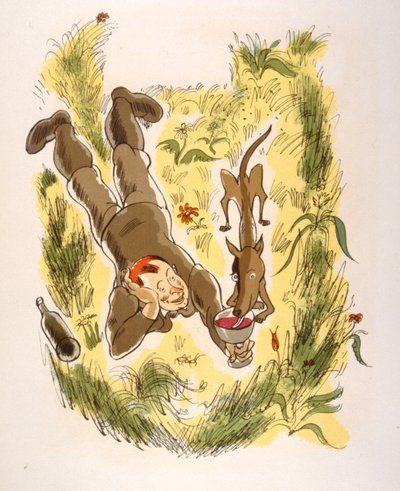 Illustration humoristique sur le vin 1946 - Julien Pavil