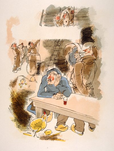 Illustration humoristique sur le vin 1946 - Julien Pavil