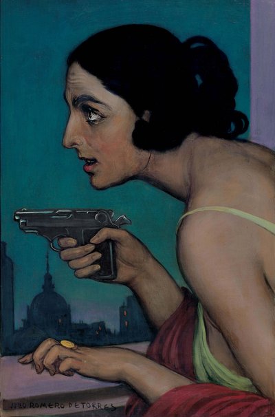 Femme avec un pistolet - Julio Romero de Torres