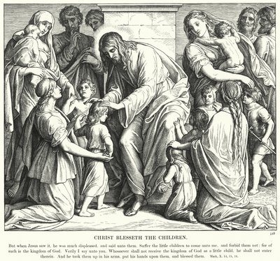 Le Christ bénit les enfants (gravure) - Julius (after) Schnorr von Carolsfeld