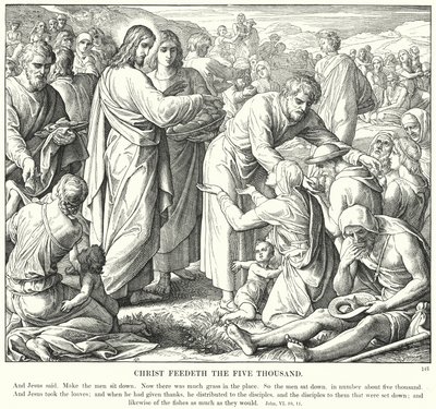 Le Christ nourrit les cinq mille (gravure) - Julius (after) Schnorr von Carolsfeld