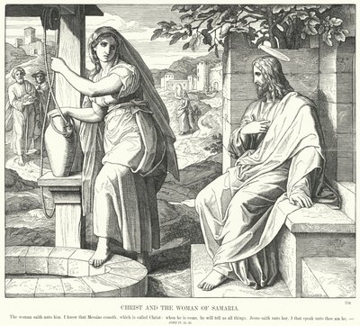 Christ et la femme de Samarie (gravure) - Julius (after) Schnorr von Carolsfeld