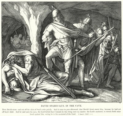 David épargne Saül dans la caverne (gravure) - Julius (after) Schnorr von Carolsfeld
