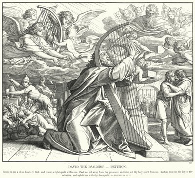 David le psalmiste, pétition (gravure) - Julius (after) Schnorr von Carolsfeld