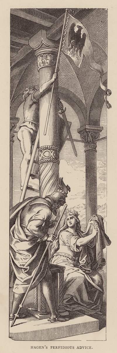 Le Conseil perfide de Hagen (gravure) - Julius (after) Schnorr von Carolsfeld