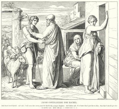 Jacob concluant un pacte pour Rachel - Julius (after) Schnorr von Carolsfeld