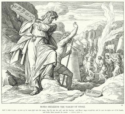 Moïse brise les tables de la loi (gravure) - Julius (after) Schnorr von Carolsfeld