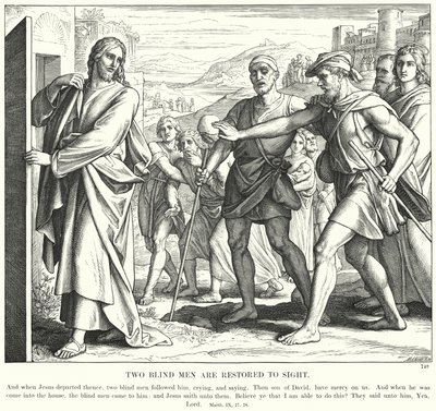 Deux aveugles recouvrent la vue (gravure) - Julius (after) Schnorr von Carolsfeld