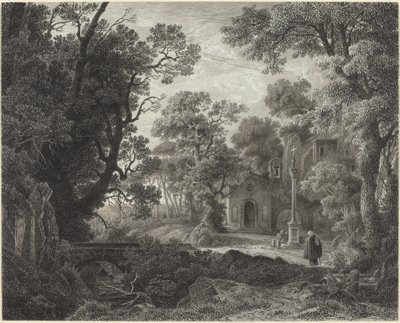 Chapelle en forêt au crépuscule - Julius Albert Elsasser
