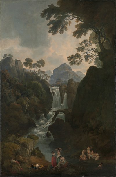 Une cascade avec des baigneurs - Julius Caesar Ibbetson