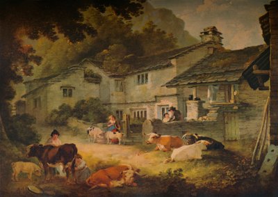 Paysage de chalet avec du bétail, à Ambleside, 1803 - Julius Caesar Ibbetson