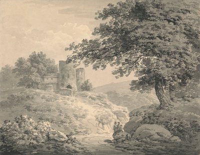 Paysage avec une tour en ruine - Julius Caesar Ibbetson