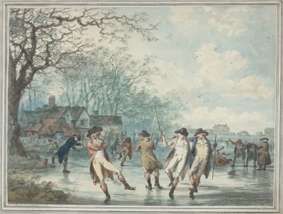 Patineurs sur la Serpentine à Hyde Park - Julius Caesar Ibbetson