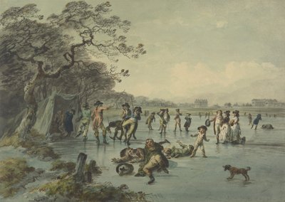 Patinage à Hyde Park, c.1785 - Julius Caesar Ibbetson