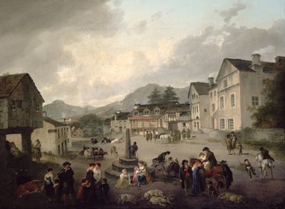 La place du marché à Ambleside - Julius Caesar Ibbetson