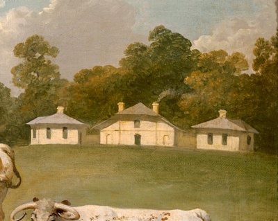 Trois bovins à longues cornes dans un paysage (détail) - Julius Caesar Ibbetson