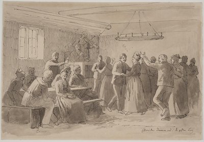 La mariée danse dans le cercle des mariés - Julius Exner