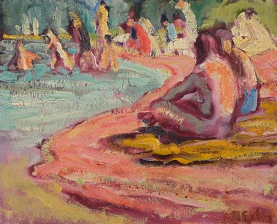 Baigneurs à la plage - Julius Exter