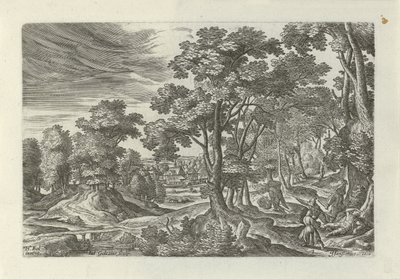 Paysage avec attaque de voyageur - Julius Goltzius