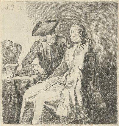 Homme et femme à une table - Julius Henricus Quinkhard