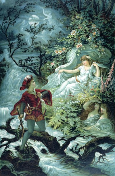 Le chevalier Hulbrand avec Ondine, illustration pour le conte 