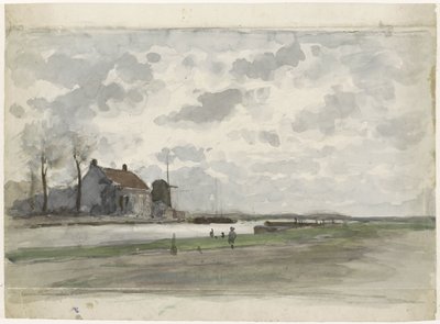 Canal avec un moulin - Julius Jacobus van de Sande Bakhuyzen