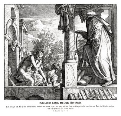 David voit Bethsabée sur le toit, 2 Samuel - Julius Schnorr von Carolsfeld