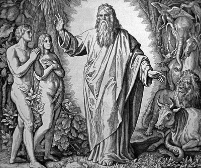 Dieu crée Adam et Ève. - Julius Schnorr von Carolsfeld