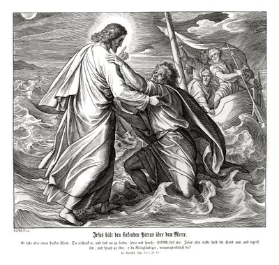 Jésus et Pierre marchent sur l