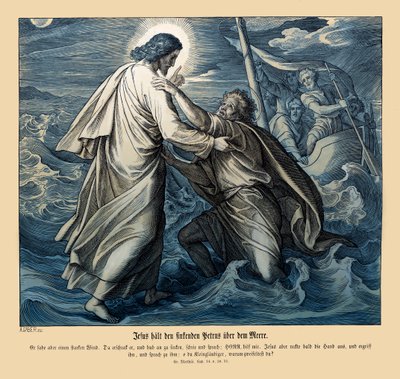 Jésus et Pierre marchent sur l