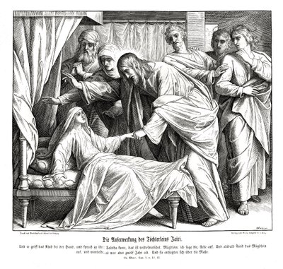 Jésus réveille la petite fille, Évangile de Marc - Julius Schnorr von Carolsfeld