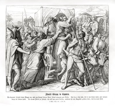 Le père de Joseph arrive en Égypte, Genèse - Julius Schnorr von Carolsfeld