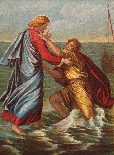 Pierre marchant sur la mer - Julius Schnorr von Carolsfeld