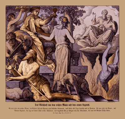 Le riche et le mendiant Lazare, Évangile de Luc - Julius Schnorr von Carolsfeld