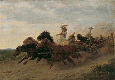 Course de paysans slovaques ivres - Julius von Blaas d. Ä.