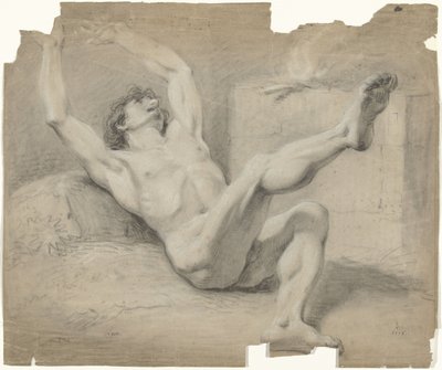 Nu masculin couché, les bras en arrière et la jambe droite levée - Jurriaan Andriessen (possibly)