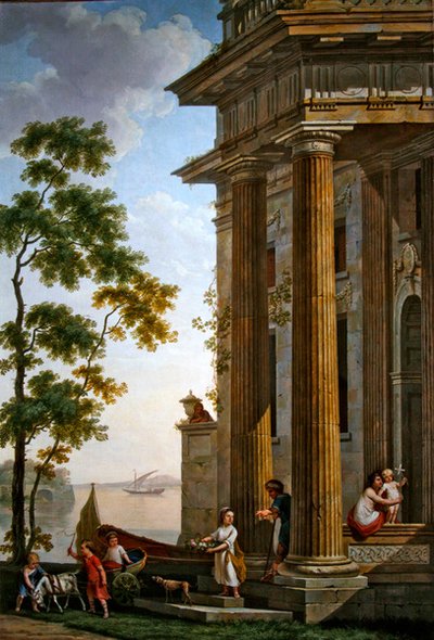 Paysage arcadien avec un groupe d
