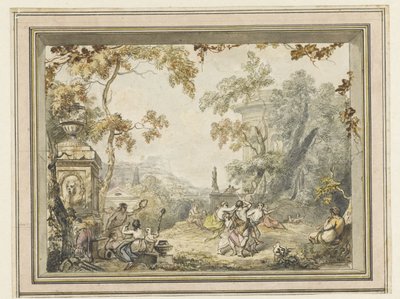 Projet de décoration de chambre : paysage idyllique-arcadien avec bâtiments classiques - Jurriaan Andriessen