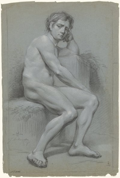 Nu masculin assis, la main gauche sous la tête - Jurriaan Andriessen