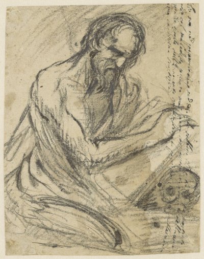Saint Jérôme, écrivant dans un livre qu