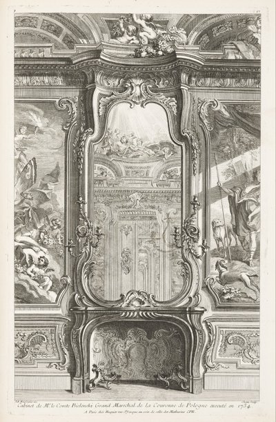 Cabinet de M. le comte Bielinski Grand Maréchal de la Couronne de Pologne exécuté en 1734, 1re planche - Juste Aurèle Meissonnier