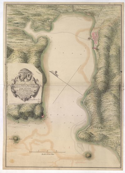 Plan de la ville, du port et des fortifications de PORTO BELLO. HARBOUR and FORTIFICATIONS of PORTO BELLO. as it appears since it was taken by Adm : VERNON / Par Justly Watson ; Enginr : 1742. - Justly Watson
