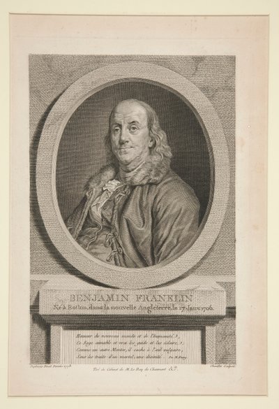 Benjamin Franklin, né à Boston, en Nouvelle-Angleterre, le 17 janvier 1706 - Justus Chevillet