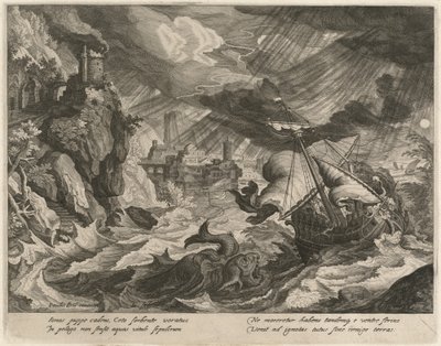 Jonas jeté dans la mer agitée - Justus Sadeler after Paul Bril