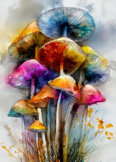 Champignons colorés à l