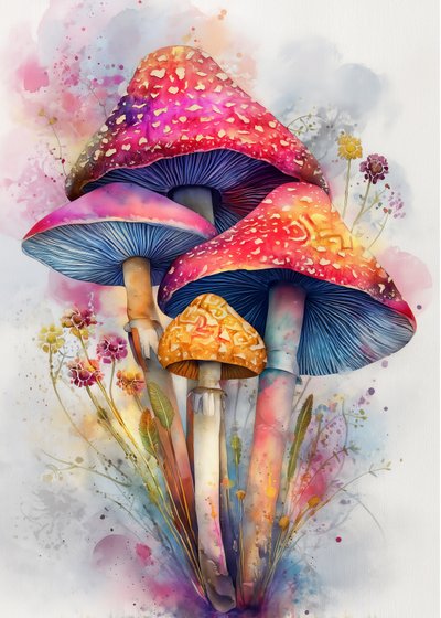 Champignons colorés à l